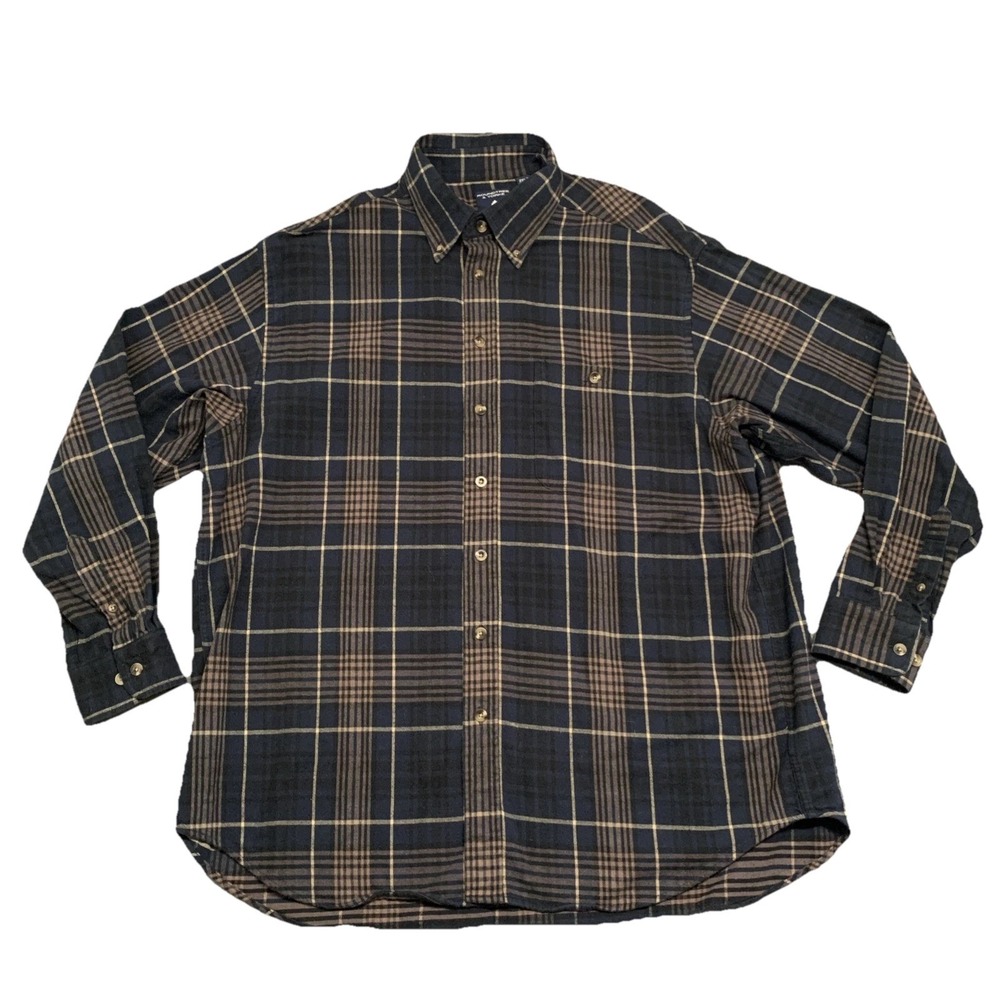 Roundtree & Yorke Authentic Portuguese Flannel Shirt Men 2XLT Blue‎ Beige Plaid